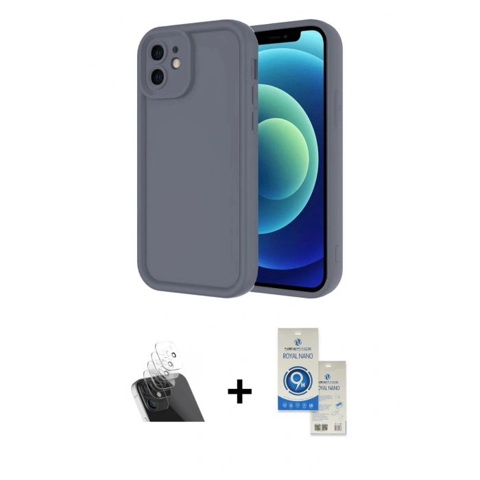 MARSİLYAN™- iPhone 11 Kılıf Yankı Yansıma Özel Seri - Şeffaf Royal Nano Ekran Koruyucu + Şeffaf Kamera Lens Koruma Cam