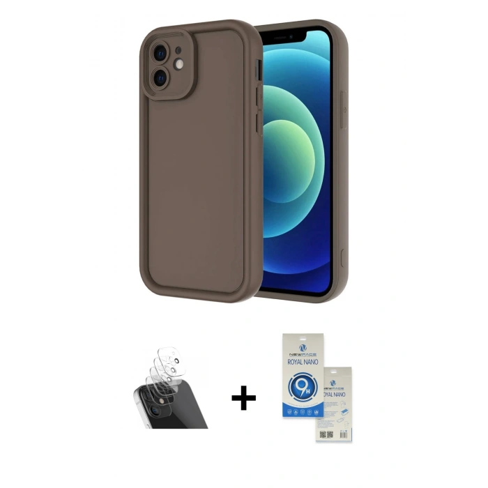 MARSİLYAN™- iPhone 11 Kılıf Yankı Yansıma Özel Seri - Şeffaf Royal Nano Ekran Koruyucu + Şeffaf Kamera Lens Koruma Cam