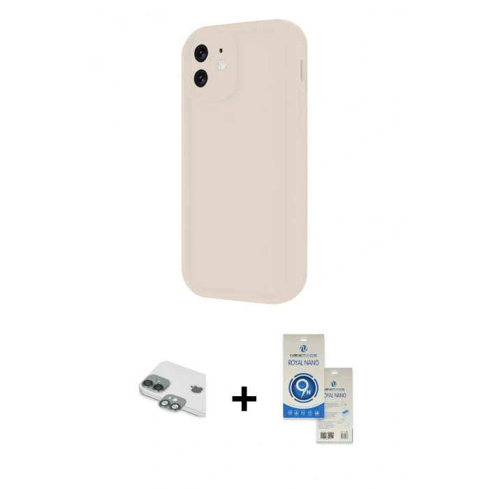 MARSİLYAN™- iPhone 11 Kılıf Yankı Yansıma Özel Seri - Şeffaf Royal Nano Ekran Koruyucu + Yeşil Pers Alüminyum Kamera Lens
