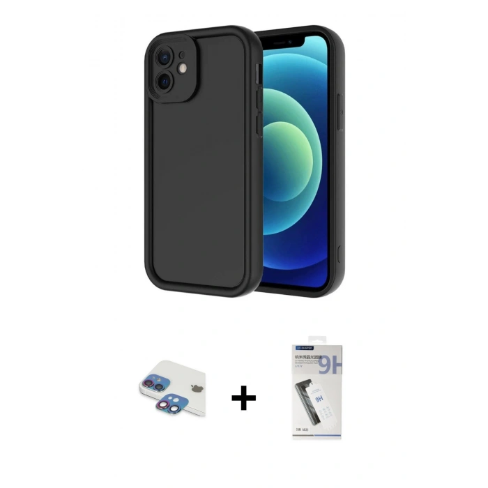 MARSİLYAN™- iPhone 11 Kılıf Yankı Yansıma Özel Seri - Şeffaf Uv Polymer Nano Ekran Koruyucu + Pers Alüminyum Kamera Lens - GI