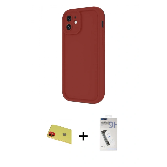 MARSİLYAN™- iPhone 11 Kılıf Yankı Yansıma Özel Seri - Şeffaf Uv Polymer Nano Ekran Koruyucu + Rainbow Kamera Lens Koruma Cam - KI
