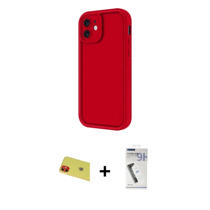MARSİLYAN™- iPhone 11 Kılıf Yankı Yansıma Özel Seri - Şeffaf Uv Polymer Nano Ekran Koruyucu + Rainbow Kamera Lens Koruma Cam - KI
