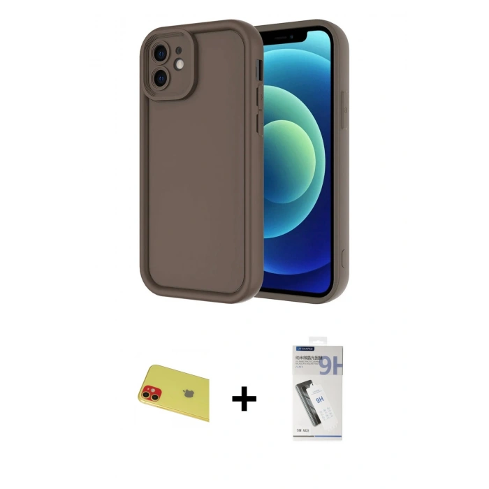 MARSİLYAN™- iPhone 11 Kılıf Yankı Yansıma Özel Seri - Şeffaf Uv Polymer Nano Ekran Koruyucu + Rainbow Kamera Lens Koruma Cam - KI