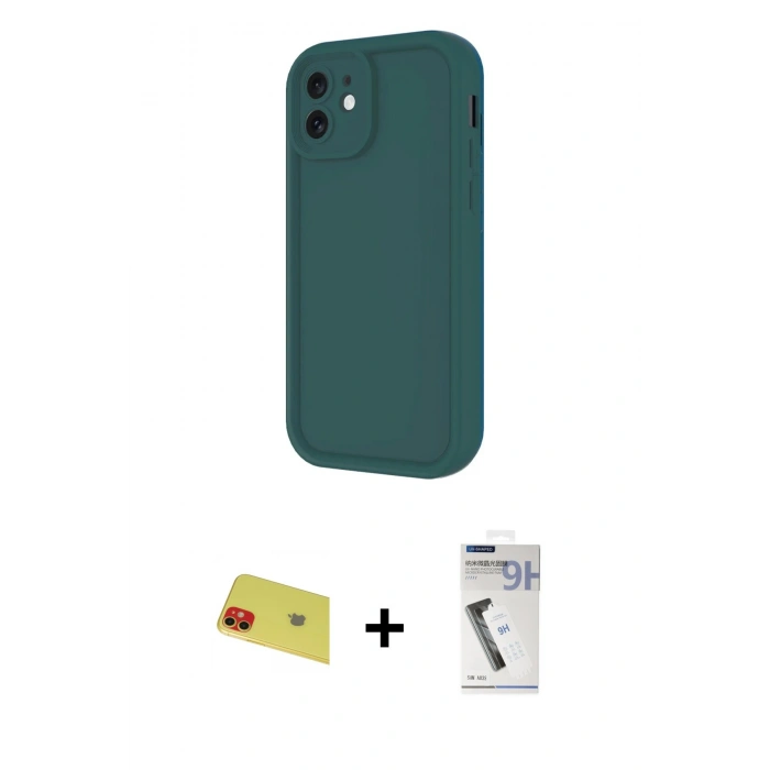 MARSİLYAN™- iPhone 11 Kılıf Yankı Yansıma Özel Seri - Şeffaf Uv Polymer Nano Ekran Koruyucu + Rainbow Kamera Lens Koruma Cam - KI