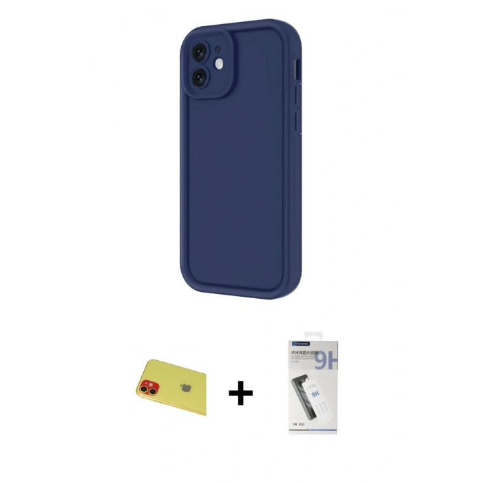 MARSİLYAN™- iPhone 11 Kılıf Yankı Yansıma Özel Seri - Şeffaf Uv Polymer Nano Ekran Koruyucu + Rainbow Kamera Lens Koruma Cam - KI