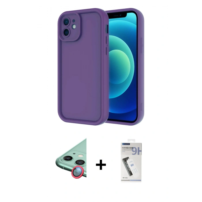MARSİLYAN™- iPhone 11 Kılıf Yankı Yansıma Özel Seri - Şeffaf Uv Polymer Nano Ekran Koruyucu + Kırmızı Raze Metal Kamera Lens