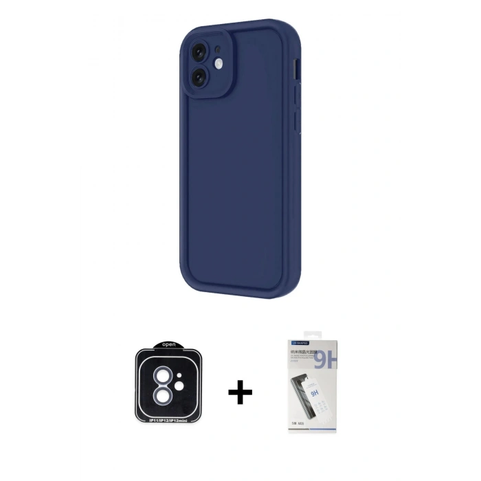MARSİLYAN™- iPhone 11 Kılıf Yankı Yansıma Özel Seri - Şeffaf Uv Polymer Nano Ekran Koruyucu + PVD Metal Kamera Lens - MI