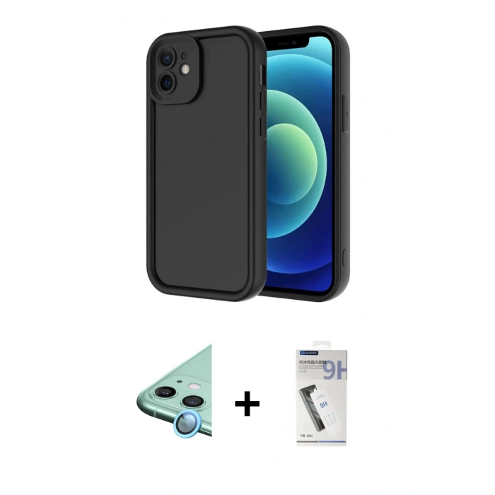 MARSİLYAN™- iPhone 11 Kılıf Yankı Yansıma Özel Seri - Şeffaf Uv Polymer Nano Ekran Koruyucu + Raze Metal Kamera Lens - MI
