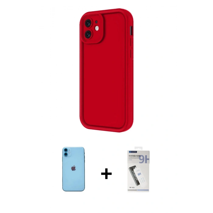 MARSİLYAN™- iPhone 11 Kılıf Yankı Yansıma Özel Seri - Şeffaf Uv Polymer Nano Ekran Koruyucu + Neon Fosforlu Kamera Lens - MI