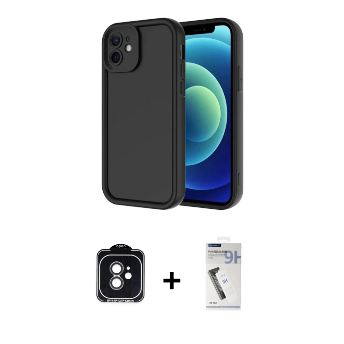 MARSİLYAN™- iPhone 11 Kılıf Yankı Yansıma Özel Seri - Şeffaf Uv Polymer Nano Ekran Koruyucu + PVD Metal Kamera Lens - SH