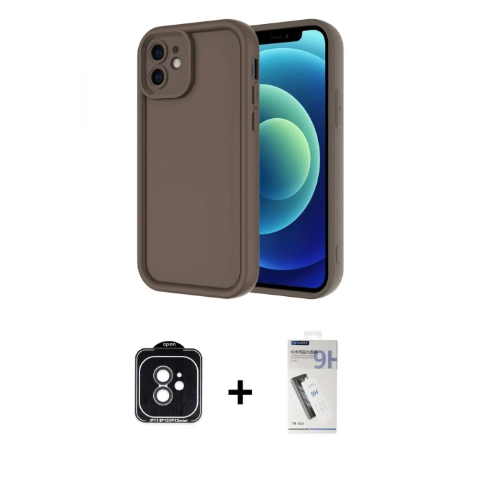 MARSİLYAN™- iPhone 11 Kılıf Yankı Yansıma Özel Seri - Şeffaf Uv Polymer Nano Ekran Koruyucu + PVD Metal Kamera Lens - SH