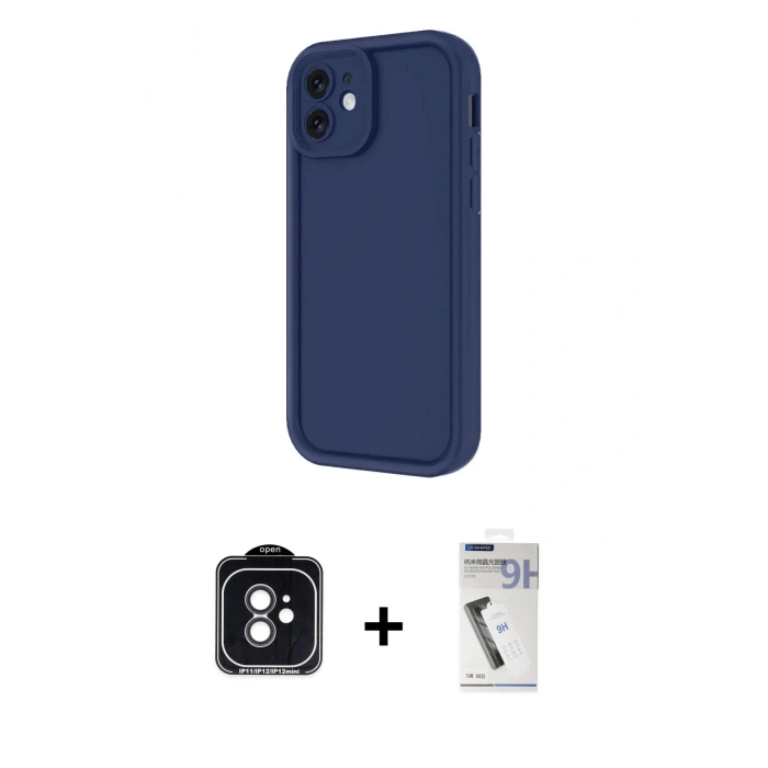 MARSİLYAN™- iPhone 11 Kılıf Yankı Yansıma Özel Seri - Şeffaf Uv Polymer Nano Ekran Koruyucu + PVD Metal Kamera Lens - SH