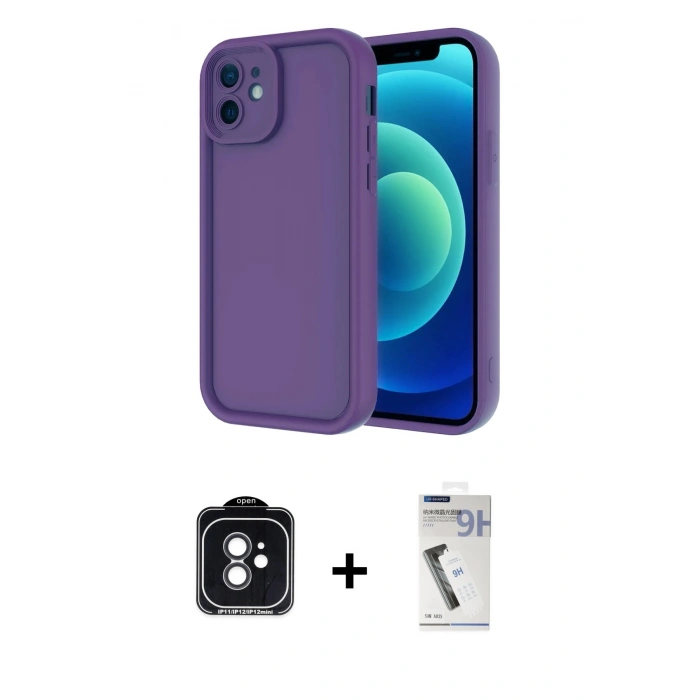 MARSİLYAN™- iPhone 11 Kılıf Yankı Yansıma Özel Seri - Şeffaf Uv Polymer Nano Ekran Koruyucu + PVD Metal Kamera Lens - SH