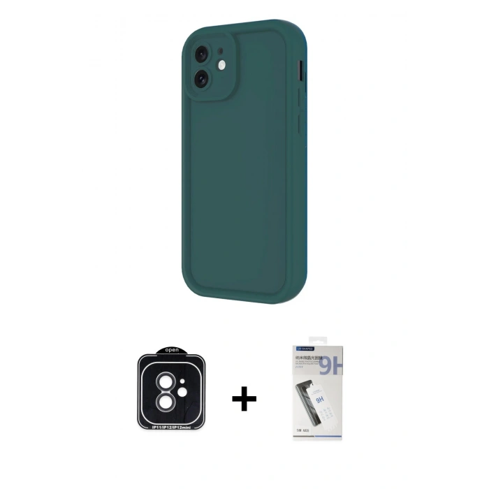 MARSİLYAN™- iPhone 11 Kılıf Yankı Yansıma Özel Seri - Şeffaf Uv Polymer Nano Ekran Koruyucu + PVD Metal Kamera Lens - SH