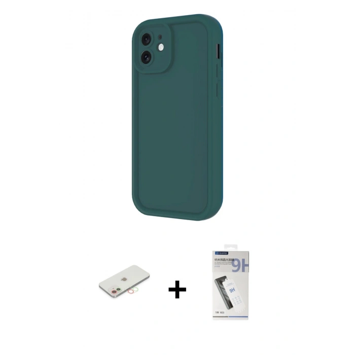 MARSİLYAN™- iPhone 11 Kılıf Yankı Yansıma Özel Seri - Şeffaf Uv Polymer Nano Ekran Koruyucu + Renkli Kamera Lens Koruma Cam - YL