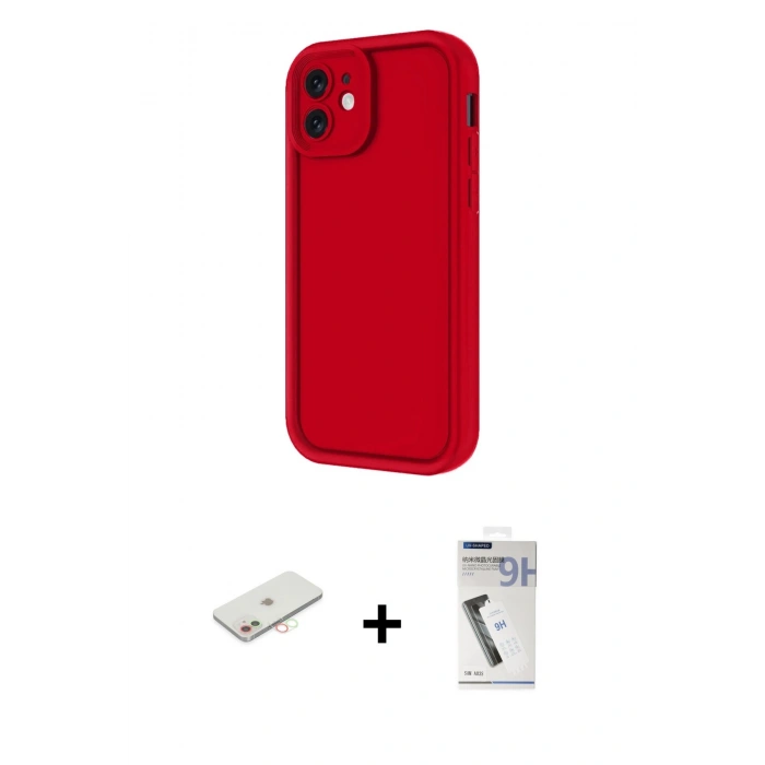 MARSİLYAN™- iPhone 11 Kılıf Yankı Yansıma Özel Seri - Şeffaf Uv Polymer Nano Ekran Koruyucu + Renkli Kamera Lens Koruma Cam - YL