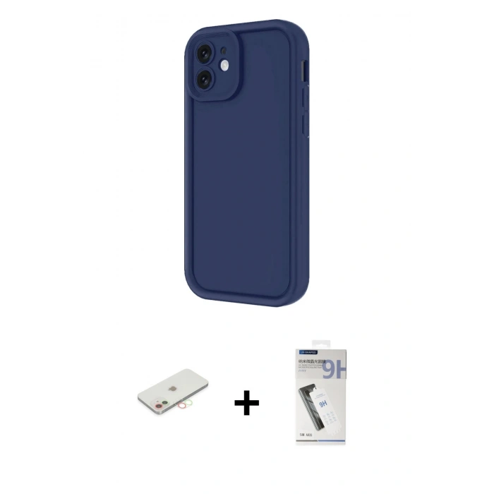 MARSİLYAN™- iPhone 11 Kılıf Yankı Yansıma Özel Seri - Şeffaf Uv Polymer Nano Ekran Koruyucu + Renkli Kamera Lens Koruma Cam - YL