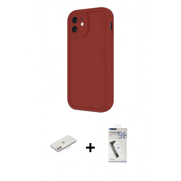 MARSİLYAN™- iPhone 11 Kılıf Yankı Yansıma Özel Seri - Şeffaf Uv Polymer Nano Ekran Koruyucu + Renkli Kamera Lens Koruma Cam - PE