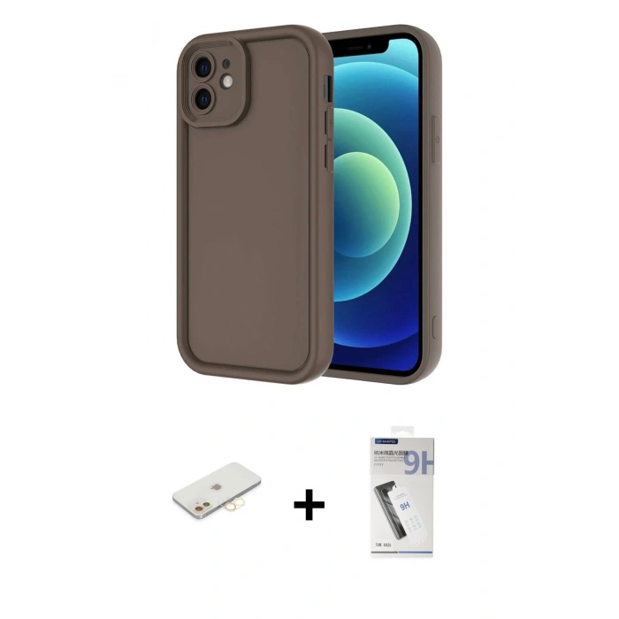 MARSİLYAN™- iPhone 11 Kılıf Yankı Yansıma Özel Seri - Şeffaf Uv Polymer Nano Ekran Koruyucu + Renkli Kamera Lens Koruma Cam - SI