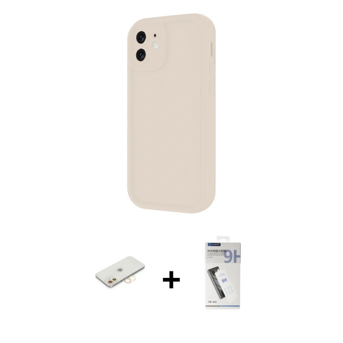 MARSİLYAN™- iPhone 11 Kılıf Yankı Yansıma Özel Seri - Şeffaf Uv Polymer Nano Ekran Koruyucu + Renkli Kamera Lens Koruma Cam - SI
