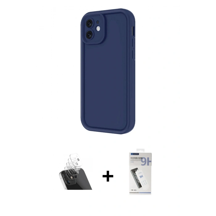 MARSİLYAN™- iPhone 11 Kılıf Yankı Yansıma Özel Seri - Şeffaf Uv Polymer Nano Ekran Koruyucu + Şeffaf Kamera Lens Koruma Cam