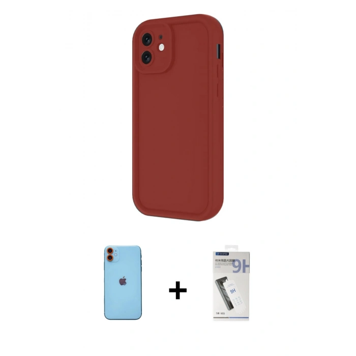 MARSİLYAN™- iPhone 11 Kılıf Yankı Yansıma Özel Seri - Şeffaf Uv Polymer Nano Ekran Koruyucu + Neon Fosforlu Kamera Lens - TU