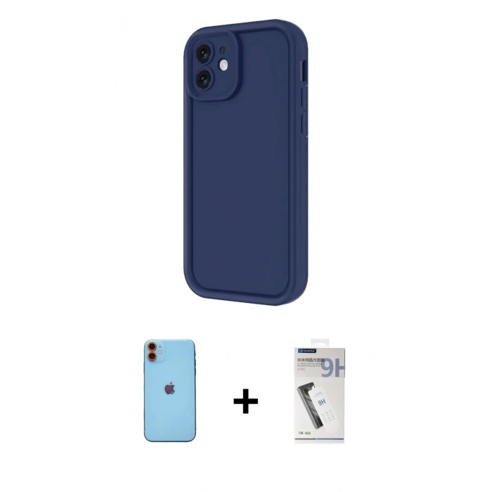 MARSİLYAN™- iPhone 11 Kılıf Yankı Yansıma Özel Seri - Şeffaf Uv Polymer Nano Ekran Koruyucu + Neon Fosforlu Kamera Lens - TU