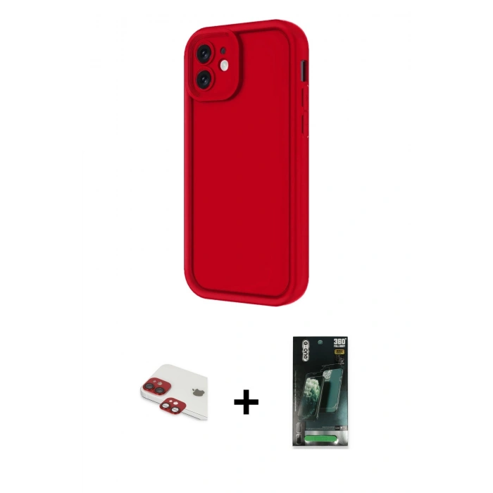 MARSİLYAN™- iPhone 11 Kılıf Yankı Yansıma Özel Seri - Siyah 360 Mat Full Body Arka Koruyucu + Pers Alüminyum Kamera Lens - KI
