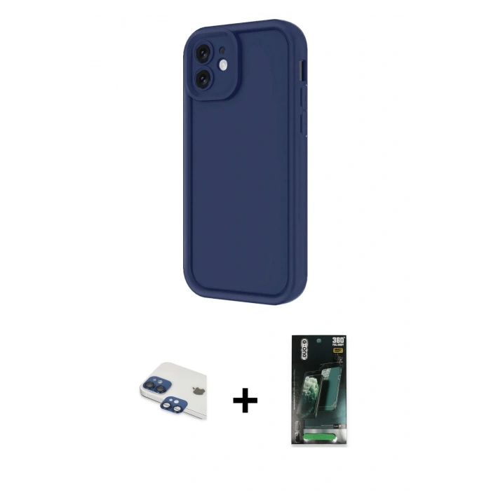 MARSİLYAN™- iPhone 11 Kılıf Yankı Yansıma Özel Seri - Siyah 360 Mat Full Body Arka Koruyucu + Pers Alüminyum Kamera Lens - LT