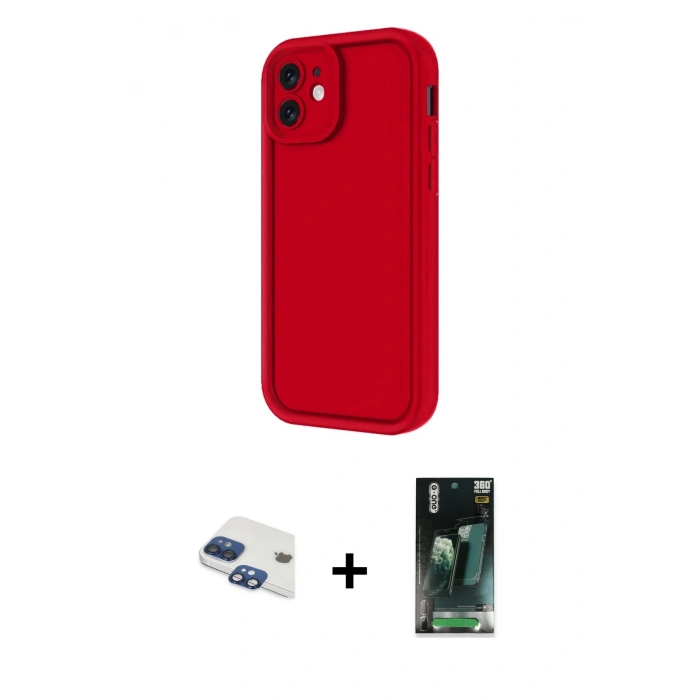 MARSİLYAN™- iPhone 11 Kılıf Yankı Yansıma Özel Seri - Siyah 360 Mat Full Body Arka Koruyucu + Pers Alüminyum Kamera Lens - LT