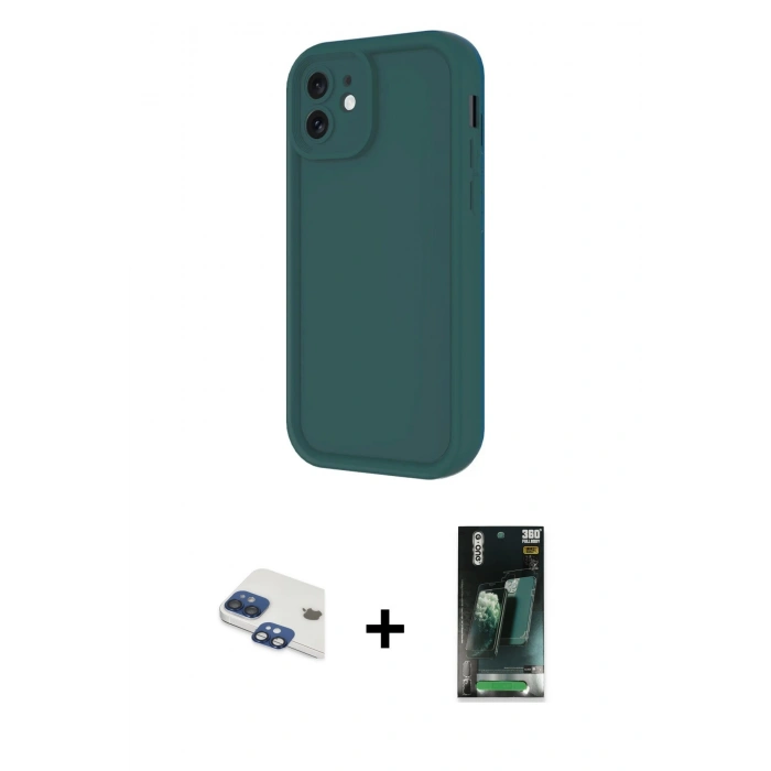 MARSİLYAN™- iPhone 11 Kılıf Yankı Yansıma Özel Seri - Siyah 360 Mat Full Body Arka Koruyucu + Pers Alüminyum Kamera Lens - LT