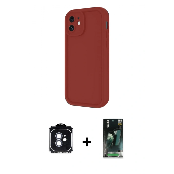 MARSİLYAN™- iPhone 11 Kılıf Yankı Yansıma Özel Seri - Siyah 360 Mat Full Body Arka Koruyucu + PVD Metal Kamera Lens - MI