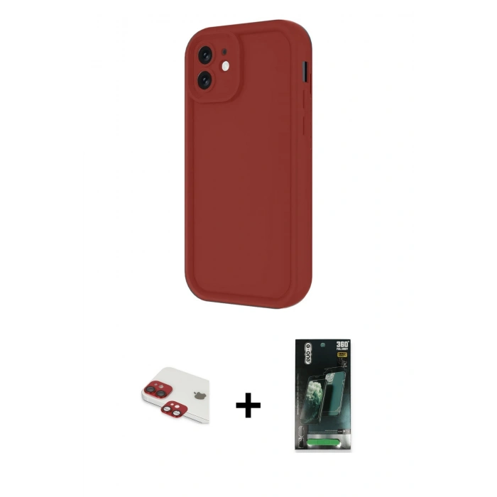 MARSİLYAN™- iPhone 11 Kılıf Yankı Yansıma Özel Seri - Siyah 360 Mat Full Body Arka Koruyucu + Pers Alüminyum Kamera Lens - KI