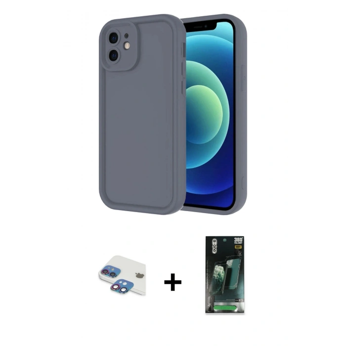 MARSİLYAN™- iPhone 11 Kılıf Yankı Yansıma Özel Seri - Siyah 360 Mat Full Body Arka Koruyucu + Pers Alüminyum Kamera Lens - GI