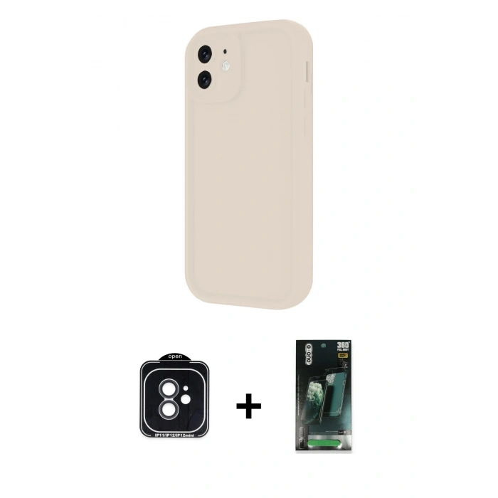 MARSİLYAN™- iPhone 11 Kılıf Yankı Yansıma Özel Seri - Siyah 360 Mat Full Body Arka Koruyucu + PVD Metal Kamera Lens - SH