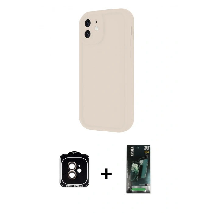 MARSİLYAN™- iPhone 11 Kılıf Yankı Yansıma Özel Seri - Siyah 360 Mat Full Body Arka Koruyucu + PVD Metal Kamera Lens - TU