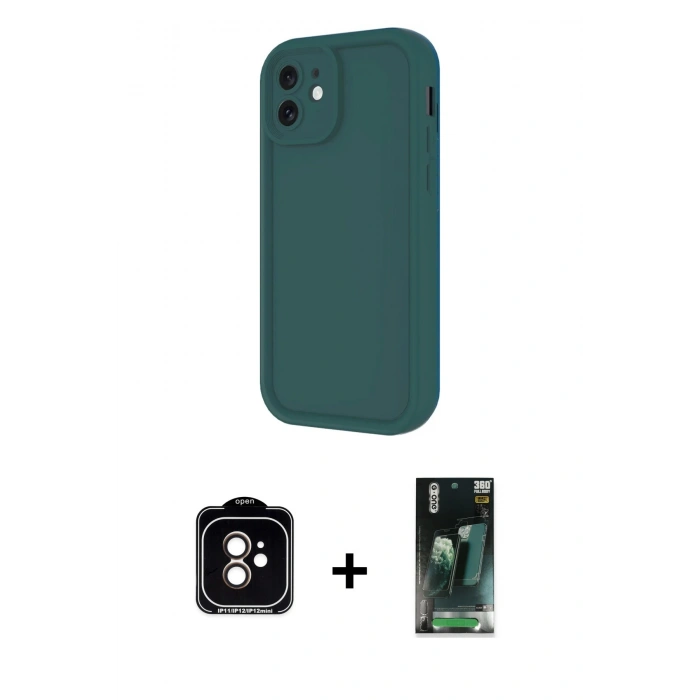 MARSİLYAN™- iPhone 11 Kılıf Yankı Yansıma Özel Seri - Siyah 360 Mat Full Body Arka Koruyucu + PVD Metal Kamera Lens - TU