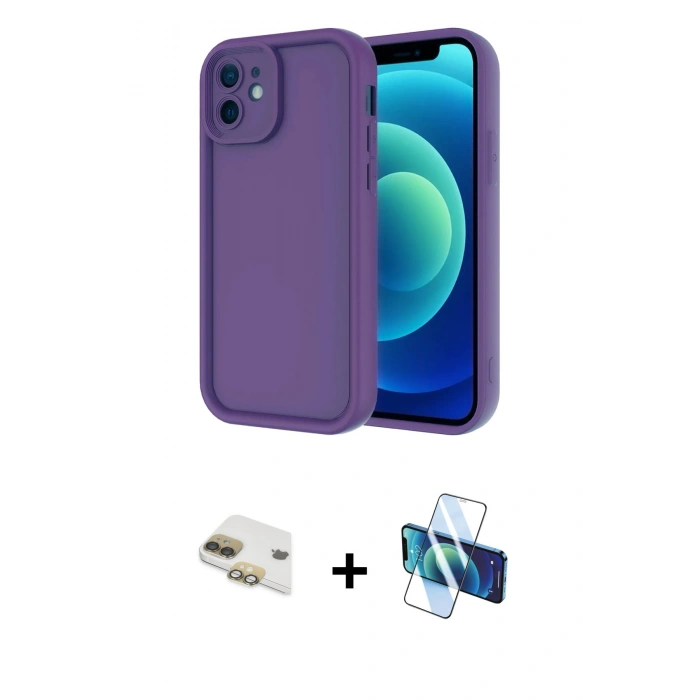 MARSİLYAN™- iPhone 11 Kılıf Yankı Yansıma Özel Seri - Siyah 3D Antistatik Cam Ekran Koruyucu + Pers Alüminyum Kamera Lens - GD