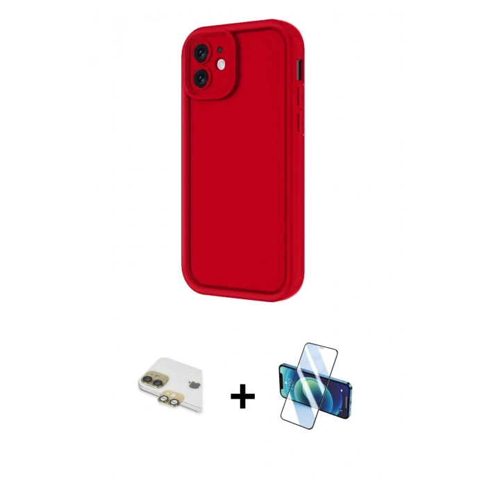 MARSİLYAN™- iPhone 11 Kılıf Yankı Yansıma Özel Seri - Siyah 3D Antistatik Cam Ekran Koruyucu + Pers Alüminyum Kamera Lens - GD