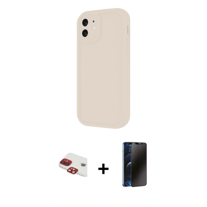 MARSİLYAN™- iPhone 11 Kılıf Yankı Yansıma Özel Seri - Siyah 3D Antistatik Hayalet Cam Ekran Koruyucu + Pers Alüminyum Kamera Lens - KI