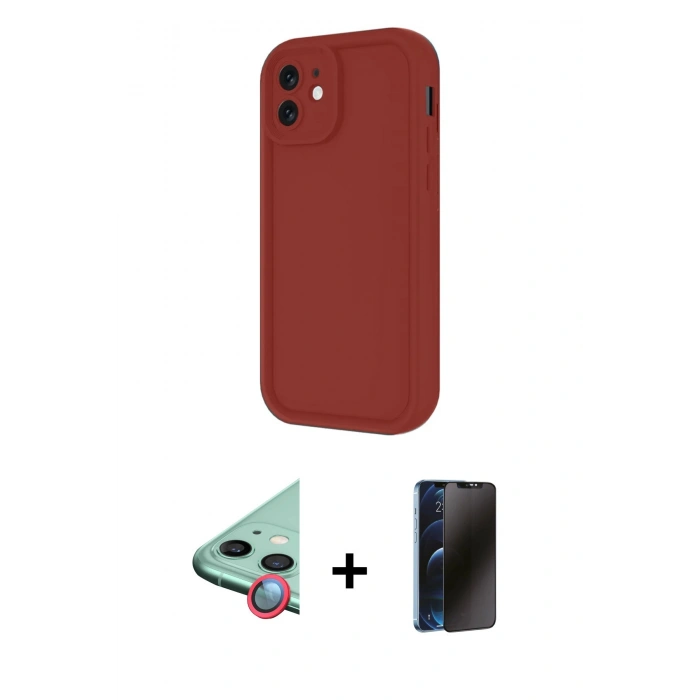 MARSİLYAN™- iPhone 11 Kılıf Yankı Yansıma Özel Seri - Siyah 3D Antistatik Hayalet Cam Ekran Koruyucu + Raze Metal Kamera Lens - KI