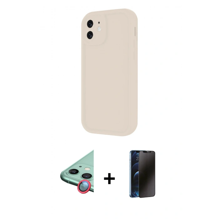 MARSİLYAN™- iPhone 11 Kılıf Yankı Yansıma Özel Seri - Siyah 3D Antistatik Hayalet Cam Ekran Koruyucu + Raze Metal Kamera Lens - KI