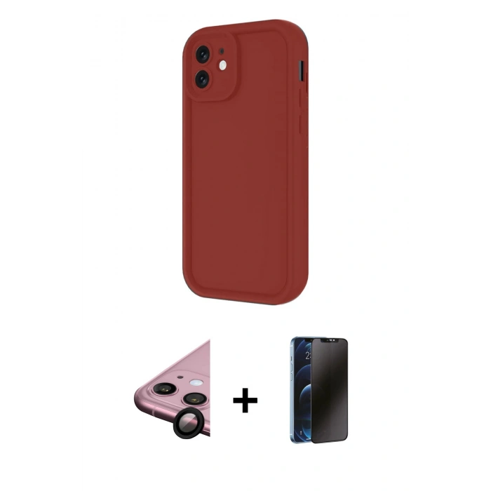 MARSİLYAN™- iPhone 11 Kılıf Yankı Yansıma Özel Seri - Siyah 3D Antistatik Hayalet Cam Ekran Koruyucu + Raze Metal Kamera Lens - SH