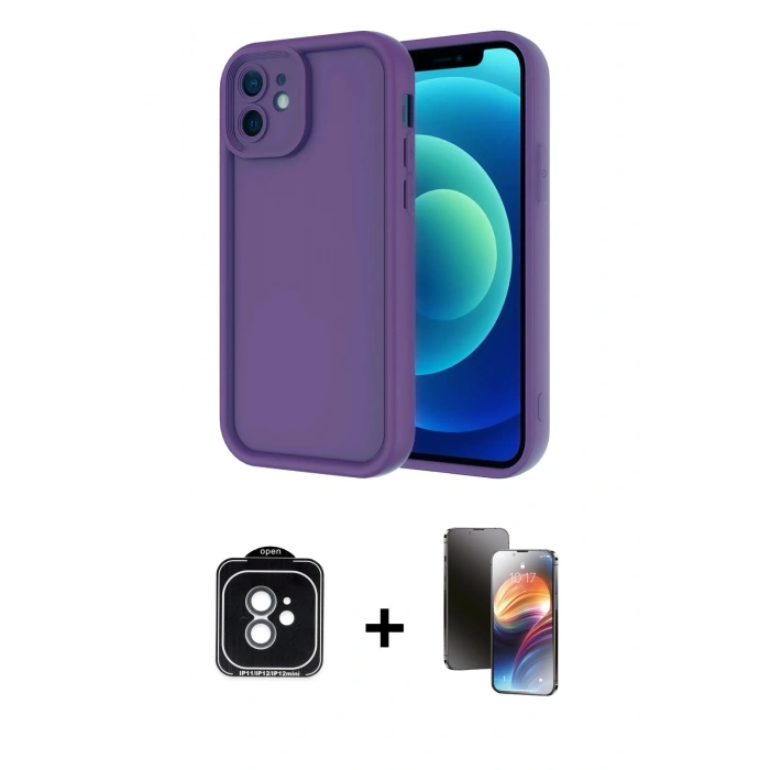 MARSİLYAN™- iPhone 11 Kılıf Yankı Yansıma Özel Seri - Siyah 3D Antistatik Mat Seramik Nano Ekran Koruyucu + PVD Metal Kamera Lens - YL