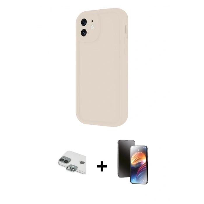 MARSİLYAN™- iPhone 11 Kılıf Yankı Yansıma Özel Seri - Siyah 3D Antistatik Mat Seramik Nano Ekran Koruyucu + Pers Alüminyum Kamera Lens - YL