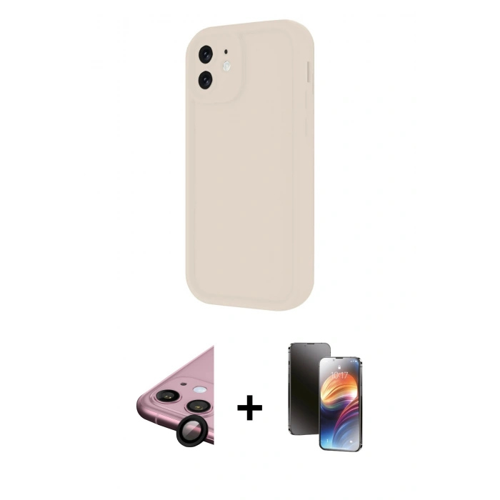 MARSİLYAN™- iPhone 11 Kılıf Yankı Yansıma Özel Seri - Siyah 3D Antistatik Mat Seramik Nano Ekran Koruyucu + Raze Metal Kamera Lens - SH