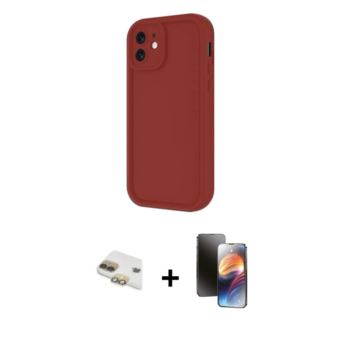 MARSİLYAN™- iPhone 11 Kılıf Yankı Yansıma Özel Seri - Siyah 3D Antistatik Mat Seramik Nano Ekran Koruyucu + Pers Alüminyum Kamera Lens - GD
