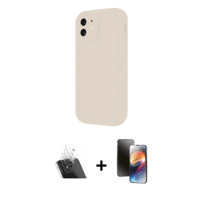 MARSİLYAN™- iPhone 11 Kılıf Yankı Yansıma Özel Seri - Siyah 3D Antistatik Mat Seramik Nano Ekran Koruyucu + Kamera Lens Koruma Cam - SF
