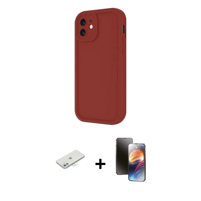 MARSİLYAN™- iPhone 11 Kılıf Yankı Yansıma Özel Seri - Siyah 3D Antistatik Mat Seramik Nano Ekran Koruyucu + Renkli Kamera Lens Koruma Cam - SI