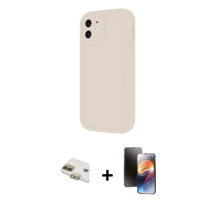 MARSİLYAN™- iPhone 11 Kılıf Yankı Yansıma Özel Seri - Siyah 3D Antistatik Mat Seramik Nano Ekran Koruyucu + Pers Alüminyum Kamera Lens - GD